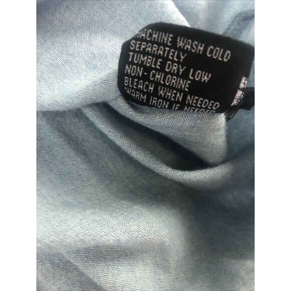 Vintage 90s Tri Mountain Men's Washed Denim Shirt XL Long Sleeve Button Up Blue - Picture 11 of 16